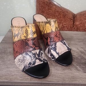 GIBSON LATIMER | Multi Snake Embossed Leather Mules Size: 8M